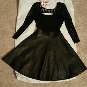 Guess Leather/Mesh Black Dress